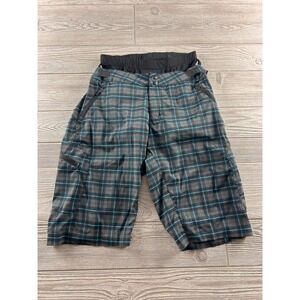 Zoic Mens Gray Blue Plaid Mountain Bike Shorts with Padded Liner Size Medium